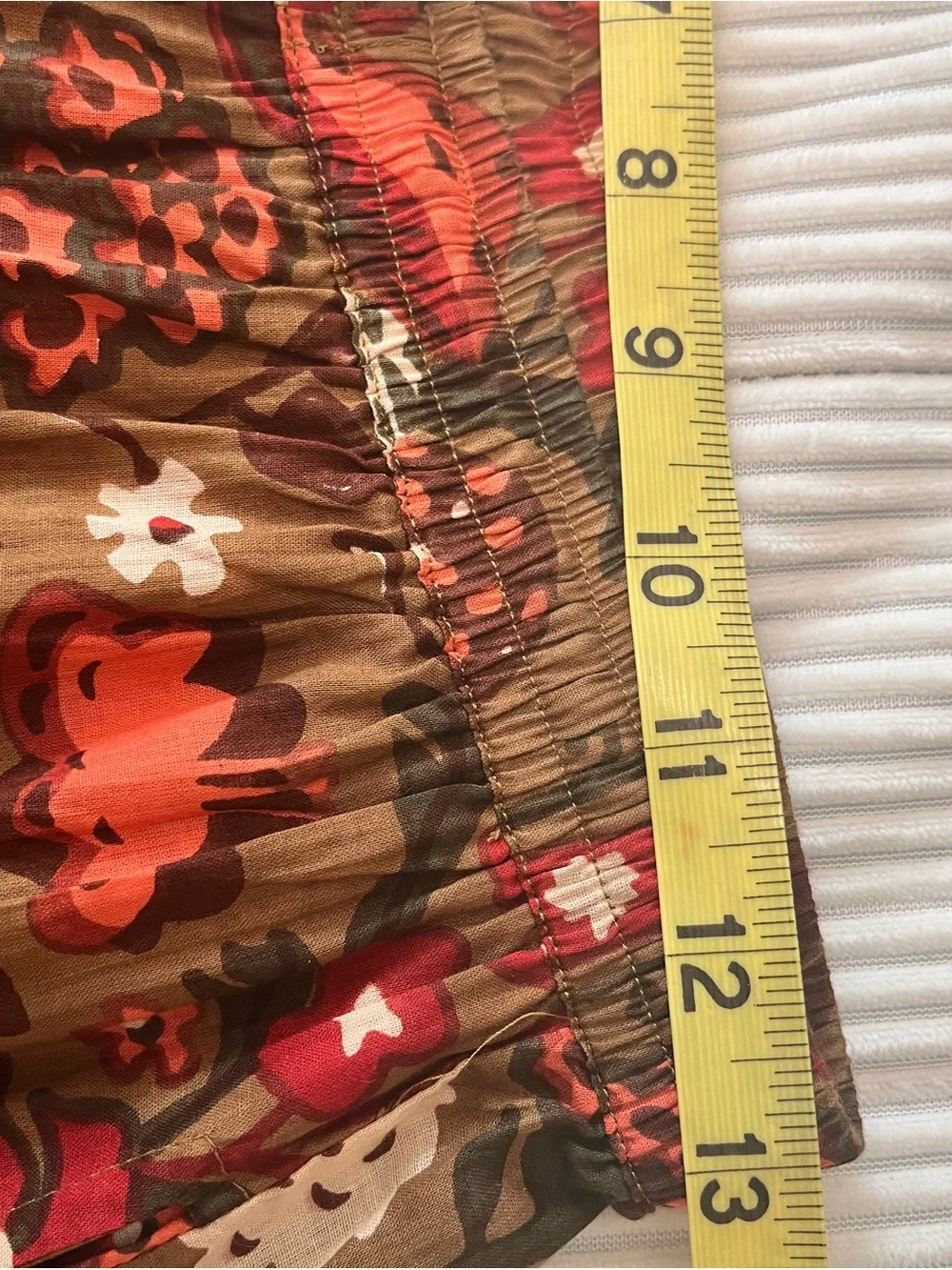Fall Festive Wide-Leg Pants in Brown and Red Floral/Orange Mushroom Pattern